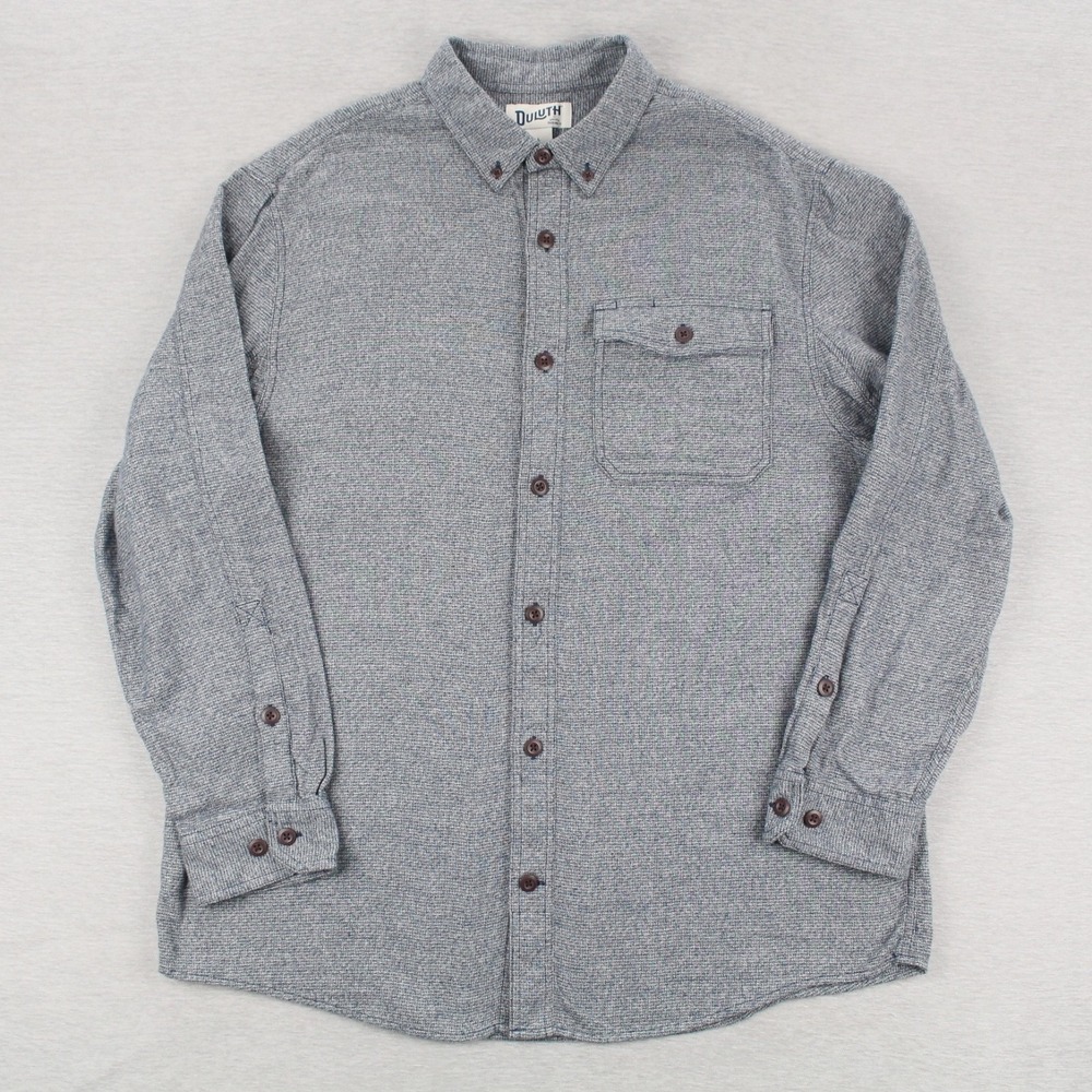 Duluth Free Swingin' Twist Shirt Mens Large Blue Relaxed Fit Long Sleeve BD